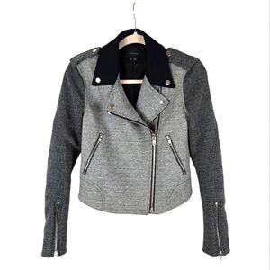 Theory Adashi K Wool-Cotton Blend Grey Moto Jacket